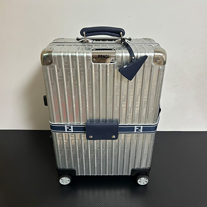 rimowa fendi joint‑edition aluminum ff monogram cabin suitcase